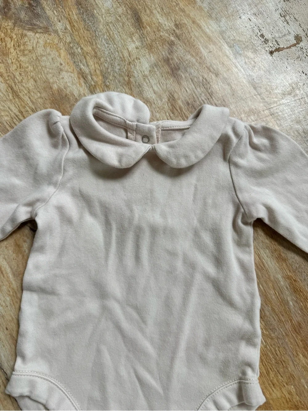 Neutral Blush Cream Peter Pan Collar Baby One-Piece Bodysuit